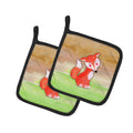 Fox Watercolor Pot Holder Set of 2 Heat Resistant Quilted Hot Pads 7.5 x 7.5 Inch, Insulated Kitchen Trivets for Cooking & Baking