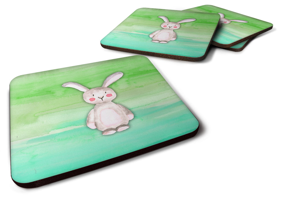 Bunny Rabbit Watercolor Foam Coasters Set of 4 Cup Coasters for Indoor Outdoor, Tabletop Protection, Anti Slip, Mouse pad Material