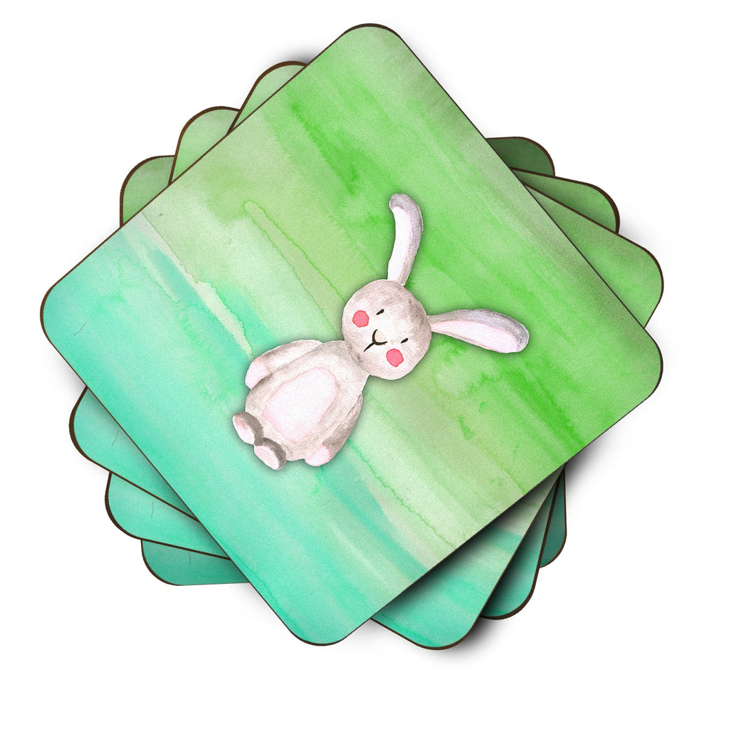 Bunny Rabbit Watercolor Foam Coasters Set of 4 Cup Coasters for Indoor Outdoor, Tabletop Protection, Anti Slip, Mouse pad Material
