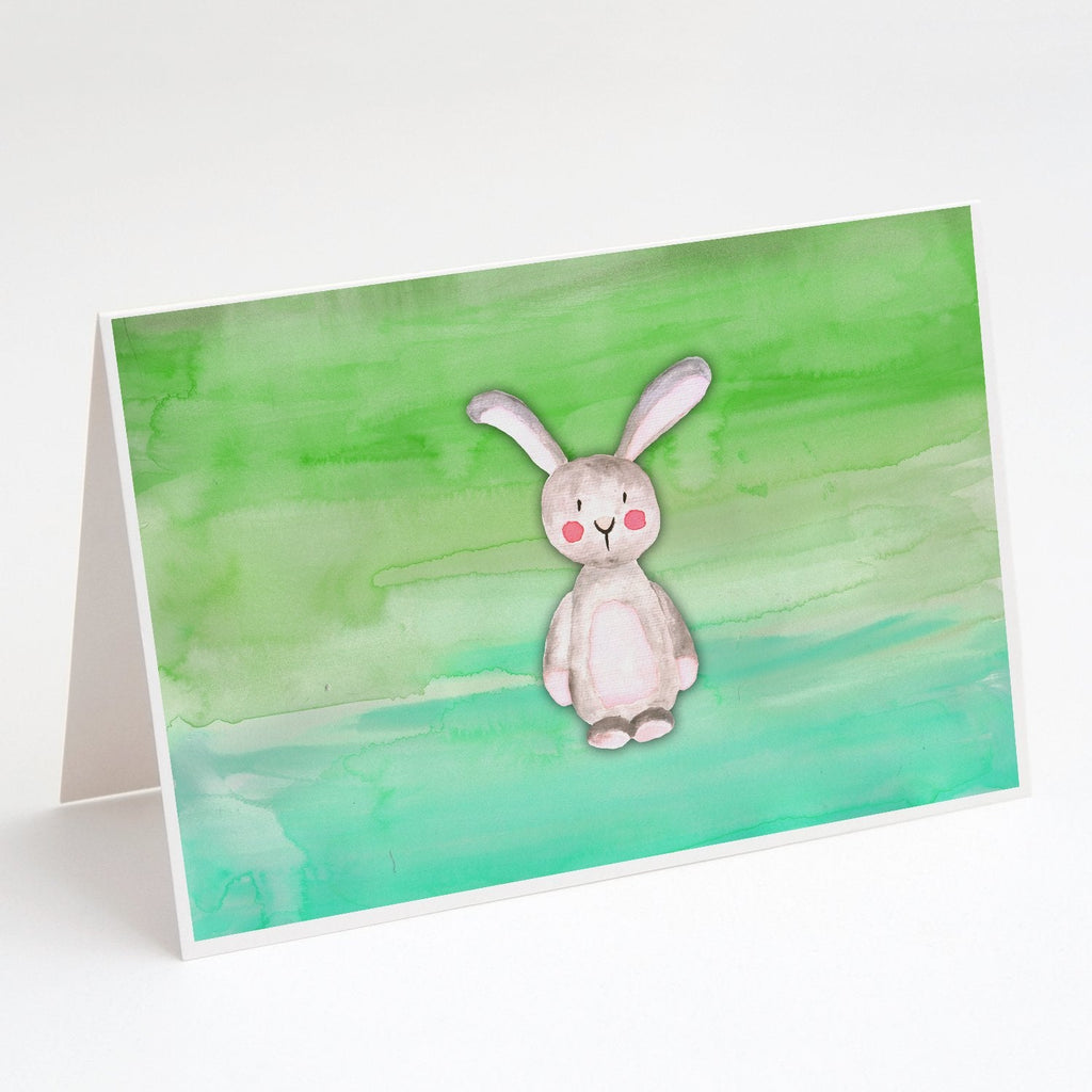Bunny Rabbit Watercolor Greeting Cards Pack of 8 Blank Cards with Envelopes Whimsical A7 Size 5x7