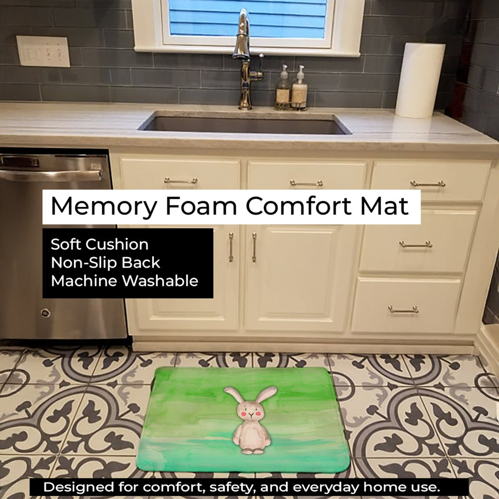 Bunny Rabbit Watercolor Memory Foam Kitchen Mat Machine Washable Anti-Fatigue Cushion Comfort Bath or Kitchen Rug