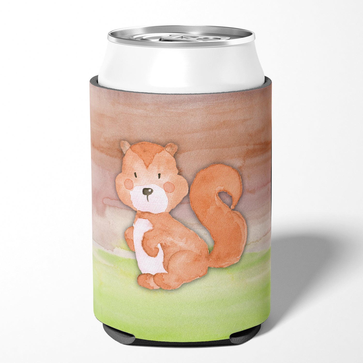 Squirrel Watercolor Can or Bottle Hugger Cooler Sleeve for Standard 12 oz Cans, Insulated Foam Beer & Soda Can Hugger Reusable