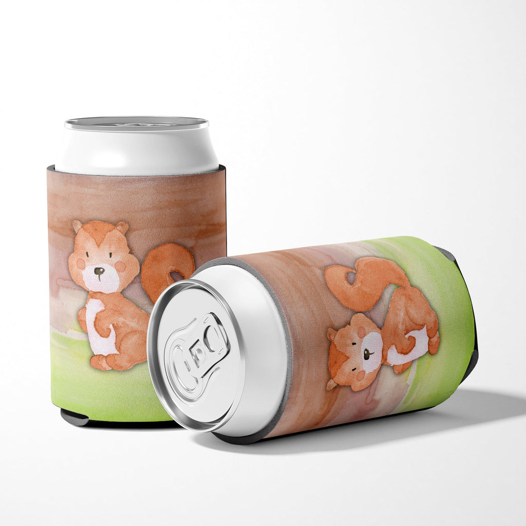 Squirrel Watercolor Can or Bottle Hugger Cooler Sleeve for Standard 12 oz Cans, Insulated Foam Beer & Soda Can Hugger Reusable