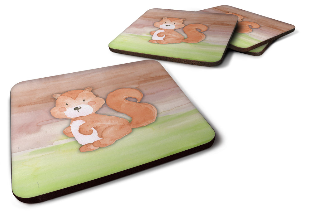 Squirrel Watercolor Foam Coasters Set of 4 Cup Coasters for Indoor Outdoor, Tabletop Protection, Anti Slip, Mouse pad Material