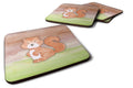 Squirrel Watercolor Foam Coasters Set of 4 Cup Coasters for Indoor Outdoor, Tabletop Protection, Anti Slip, Mouse pad Material