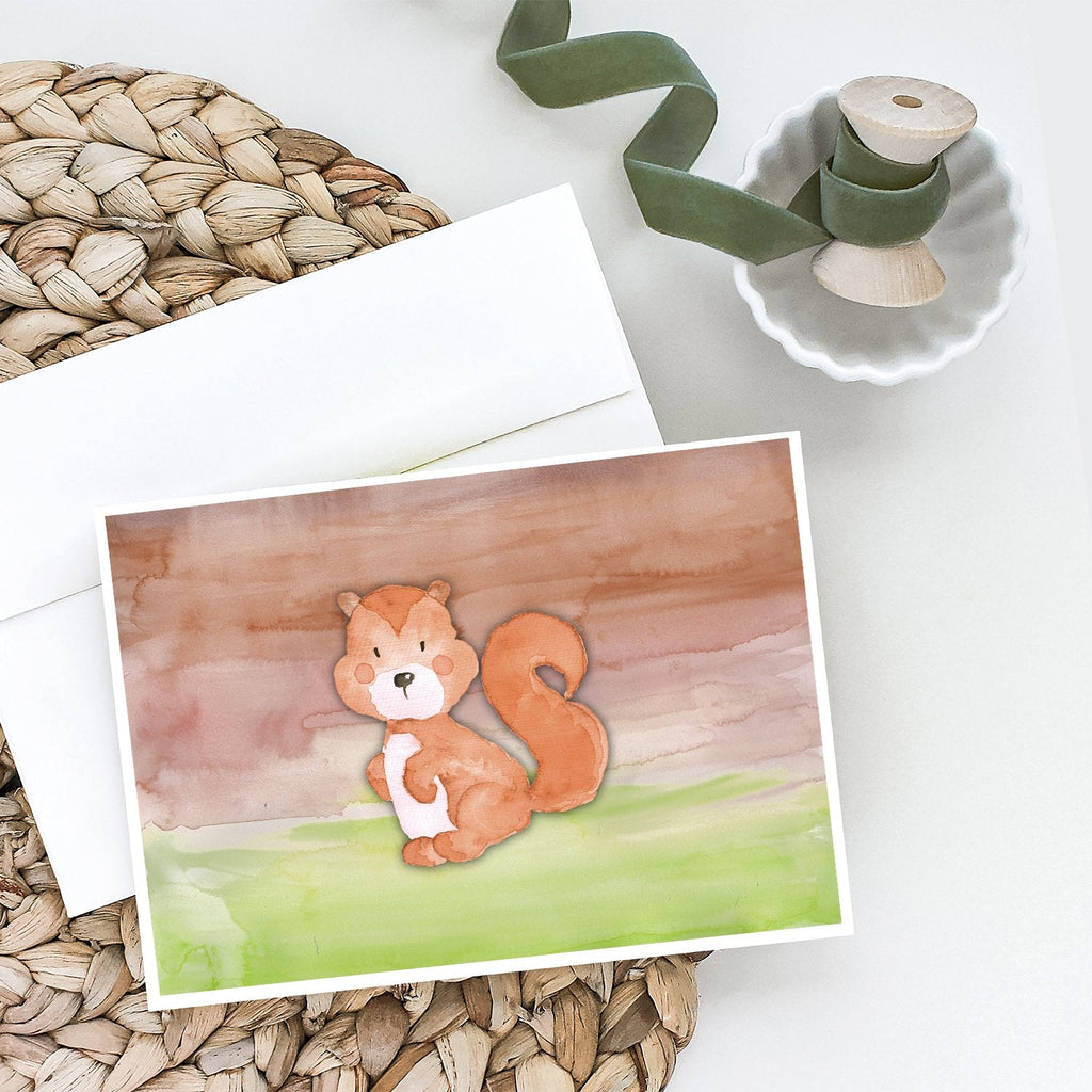 Squirrel Watercolor Greeting Cards Pack of 8 Blank Cards with Envelopes Whimsical A7 Size 5x7
