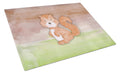 Squirrel Watercolor Cutting Board Tempered Glass Kitchen Cutting Surface, Heat Resistant Chopping, Non-Slip Feet, Food Prep & Serving