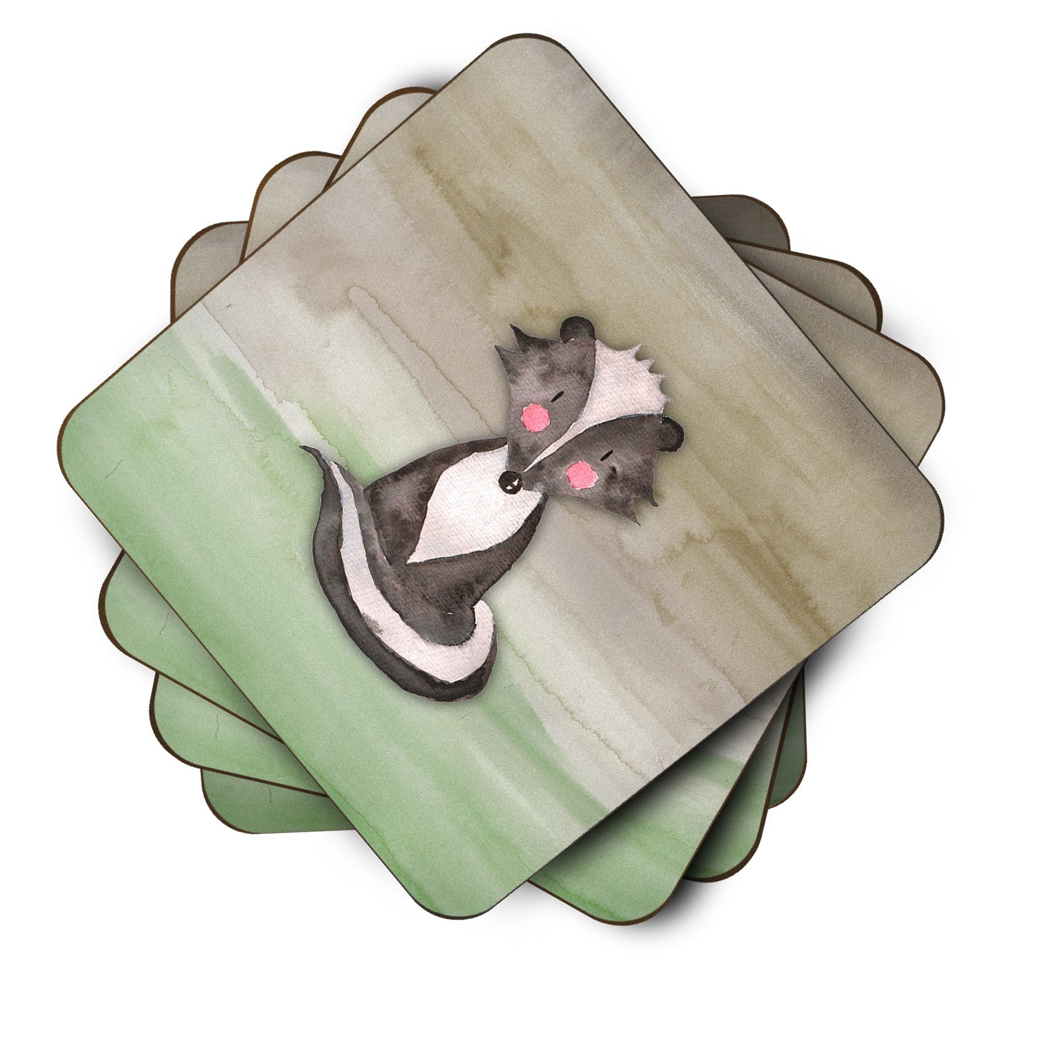 Badger Watercolor Foam Coasters Set of 4 Cup Coasters for Indoor Outdoor, Tabletop Protection, Anti Slip, Mouse pad Material