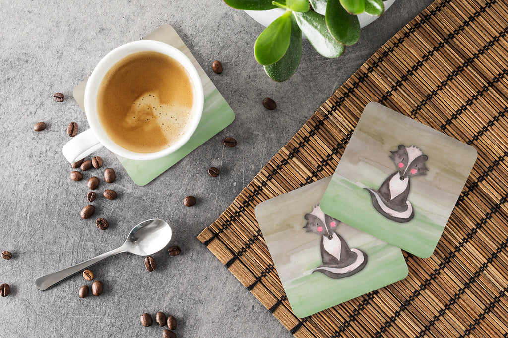 Badger Watercolor Foam Coasters Set of 4 Cup Coasters for Indoor Outdoor, Tabletop Protection, Anti Slip, Mouse pad Material