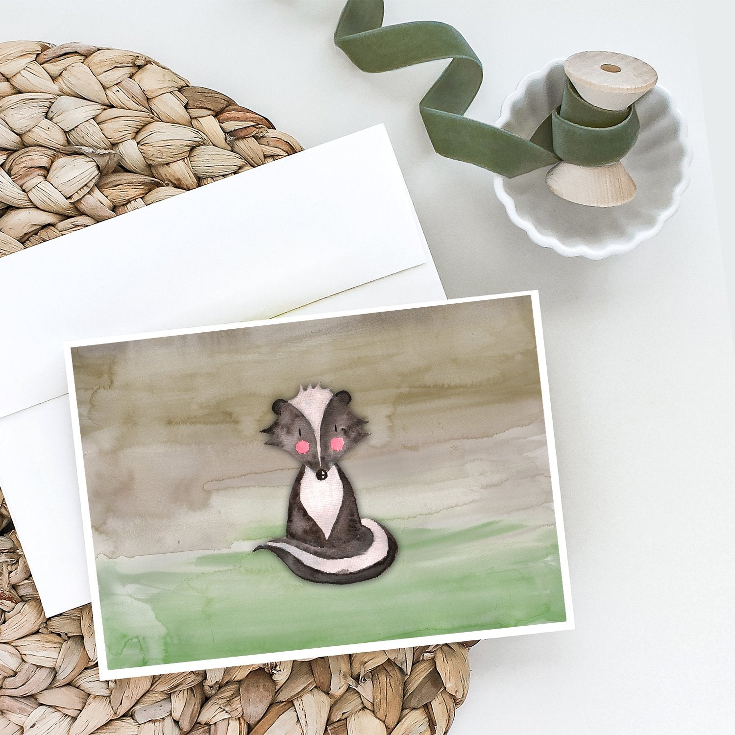 Badger Watercolor Greeting Cards Pack of 8 Blank Cards with Envelopes Whimsical A7 Size 5x7