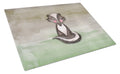 Badger Watercolor Cutting Board Tempered Glass Kitchen Cutting Surface, Heat Resistant Chopping, Non-Slip Feet, Food Prep & Serving