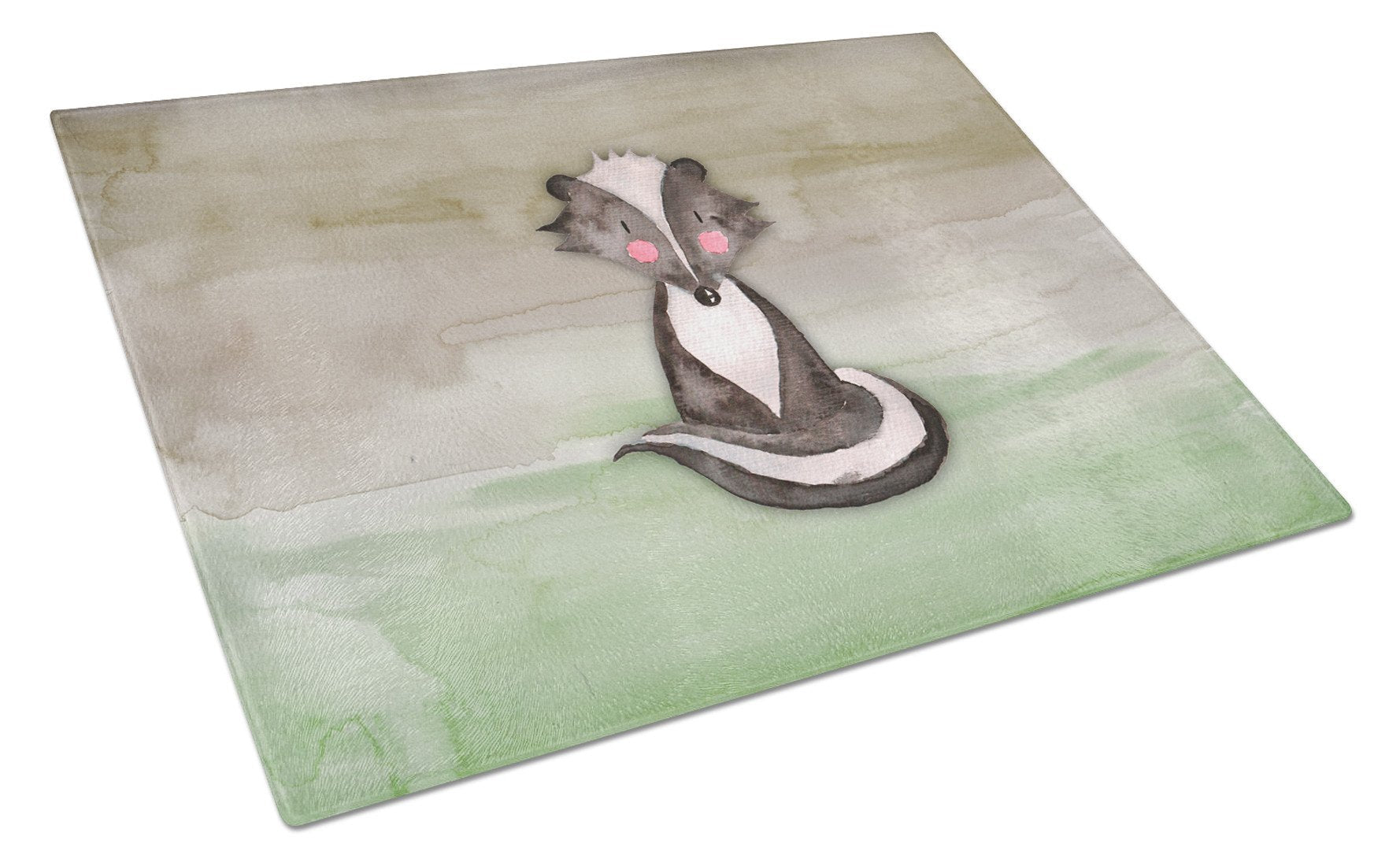 Badger Watercolor Cutting Board Tempered Glass Kitchen Cutting Surface, Heat Resistant Chopping, Non-Slip Feet, Food Prep & Serving