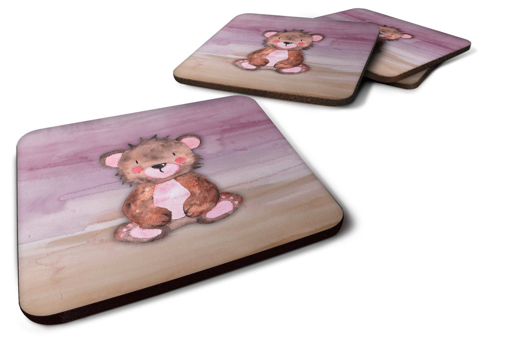 Bear Cub Watercolor Foam Coasters Set of 4 Cup Coasters for Indoor Outdoor, Tabletop Protection, Anti Slip, Mouse pad Material