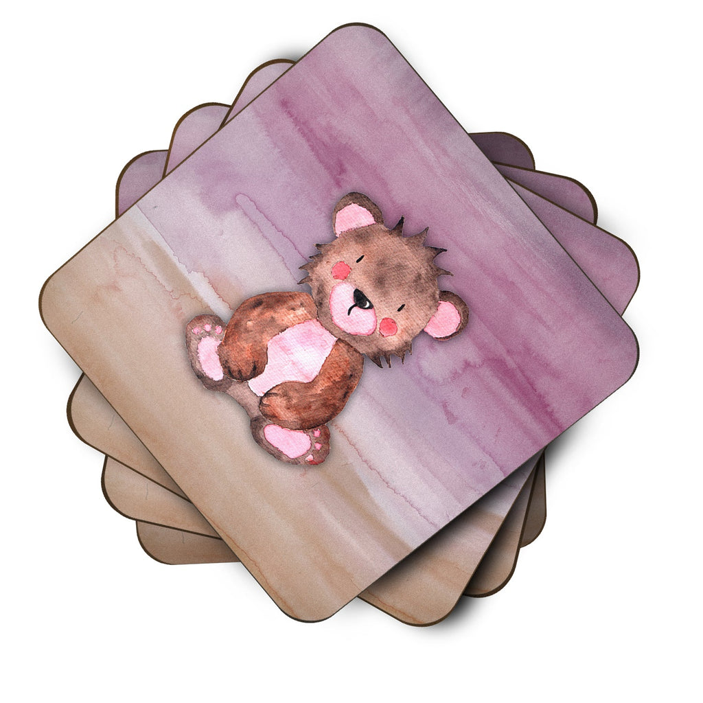 Bear Cub Watercolor Foam Coasters Set of 4 Cup Coasters for Indoor Outdoor, Tabletop Protection, Anti Slip, Mouse pad Material