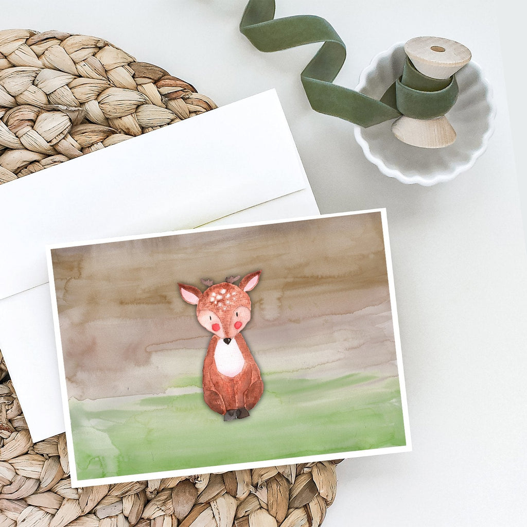 Baby Deer Watercolor Greeting Cards Pack of 8 Blank Cards with Envelopes Whimsical A7 Size 5x7
