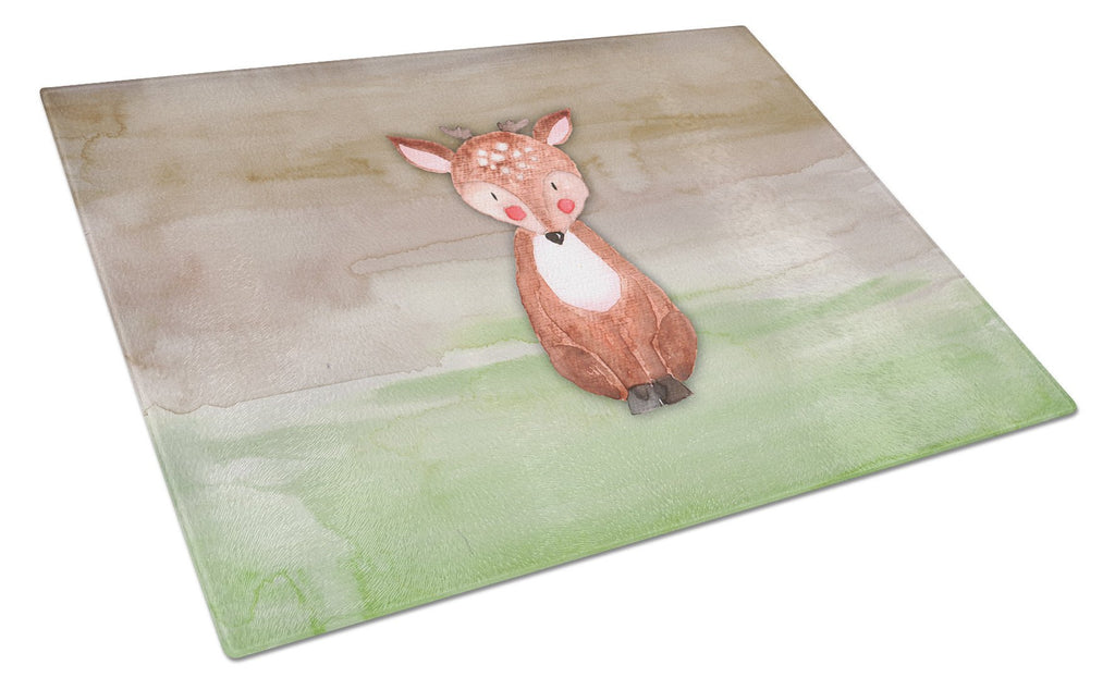 Baby Deer Watercolor Cutting Board Tempered Glass Kitchen Cutting Surface, Heat Resistant Chopping, Non-Slip Feet, Food Prep & Serving