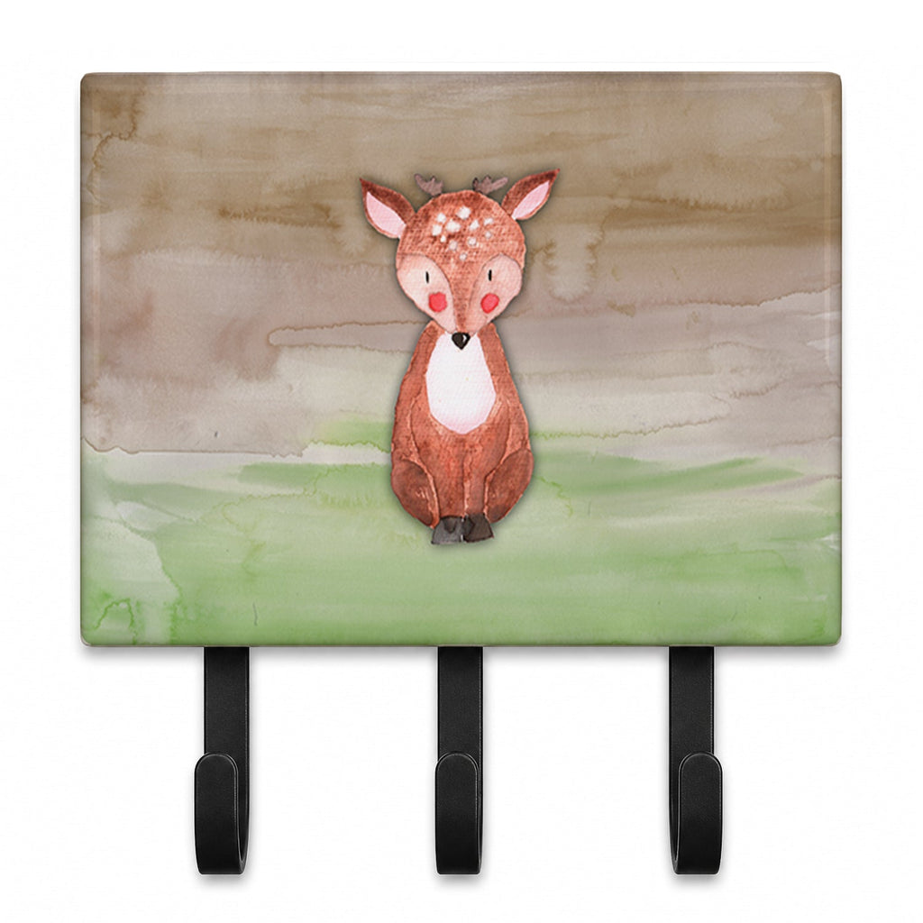 Baby Deer Watercolor Leash or Key Holder Wall Hooks, Coat Rack Wall Mount, for Hanging Keys, Towels, Aprons, Leashes