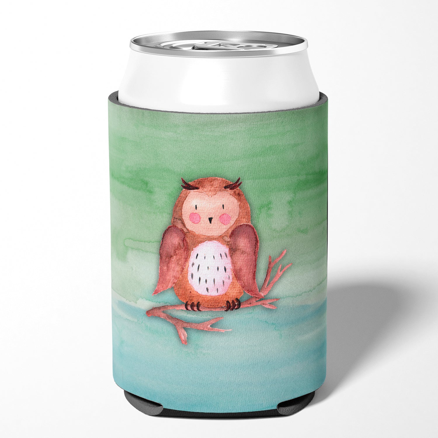 Brown Owl Watercolor Can or Bottle Hugger Cooler Sleeve for Standard 12 oz Cans, Insulated Foam Beer & Soda Can Hugger Reusable