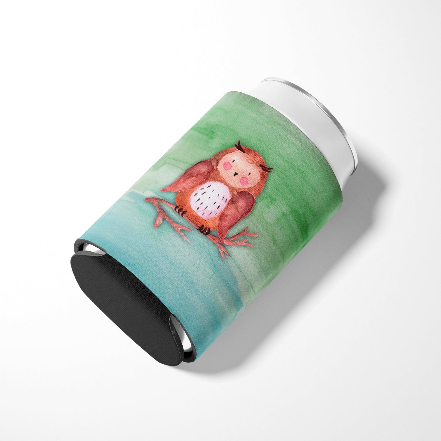 Brown Owl Watercolor Can or Bottle Hugger Cooler Sleeve for Standard 12 oz Cans, Insulated Foam Beer & Soda Can Hugger Reusable