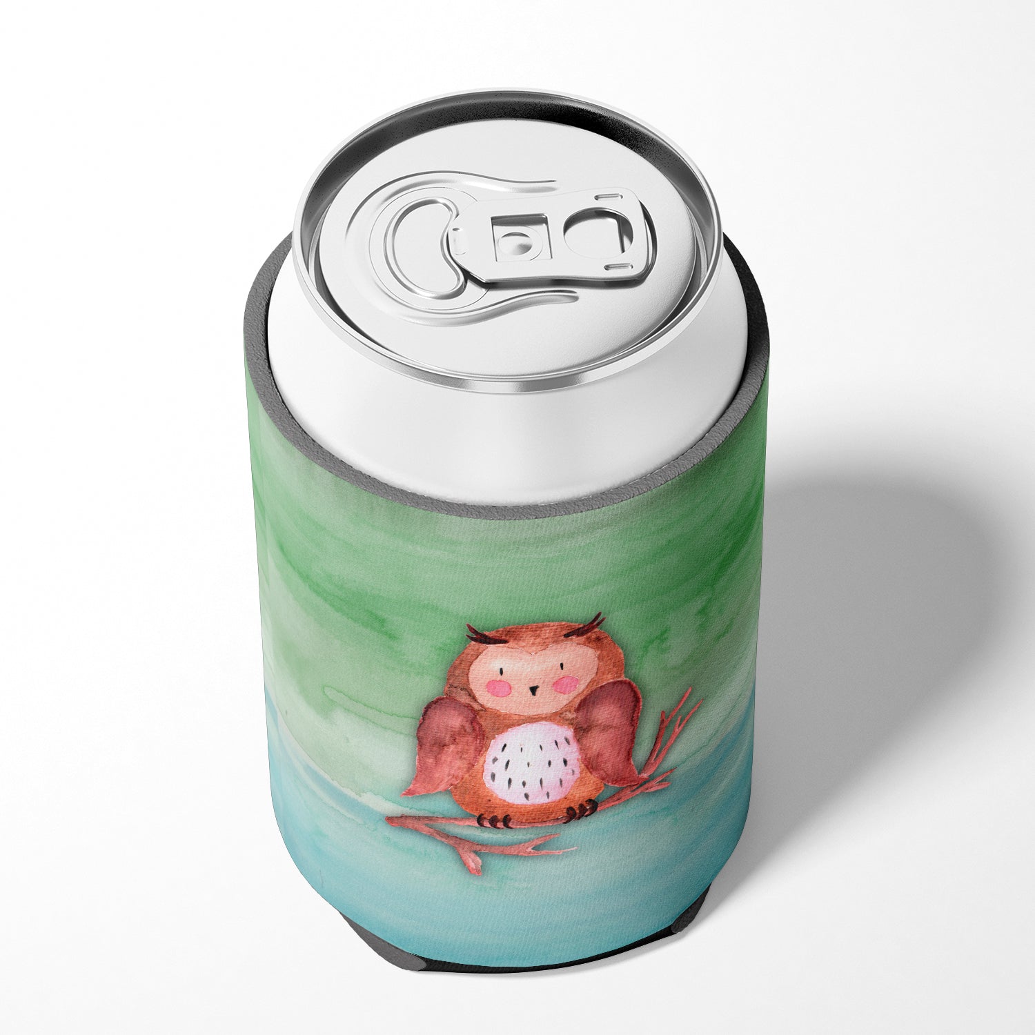 Brown Owl Watercolor Can or Bottle Hugger Cooler Sleeve for Standard 12 oz Cans, Insulated Foam Beer & Soda Can Hugger Reusable