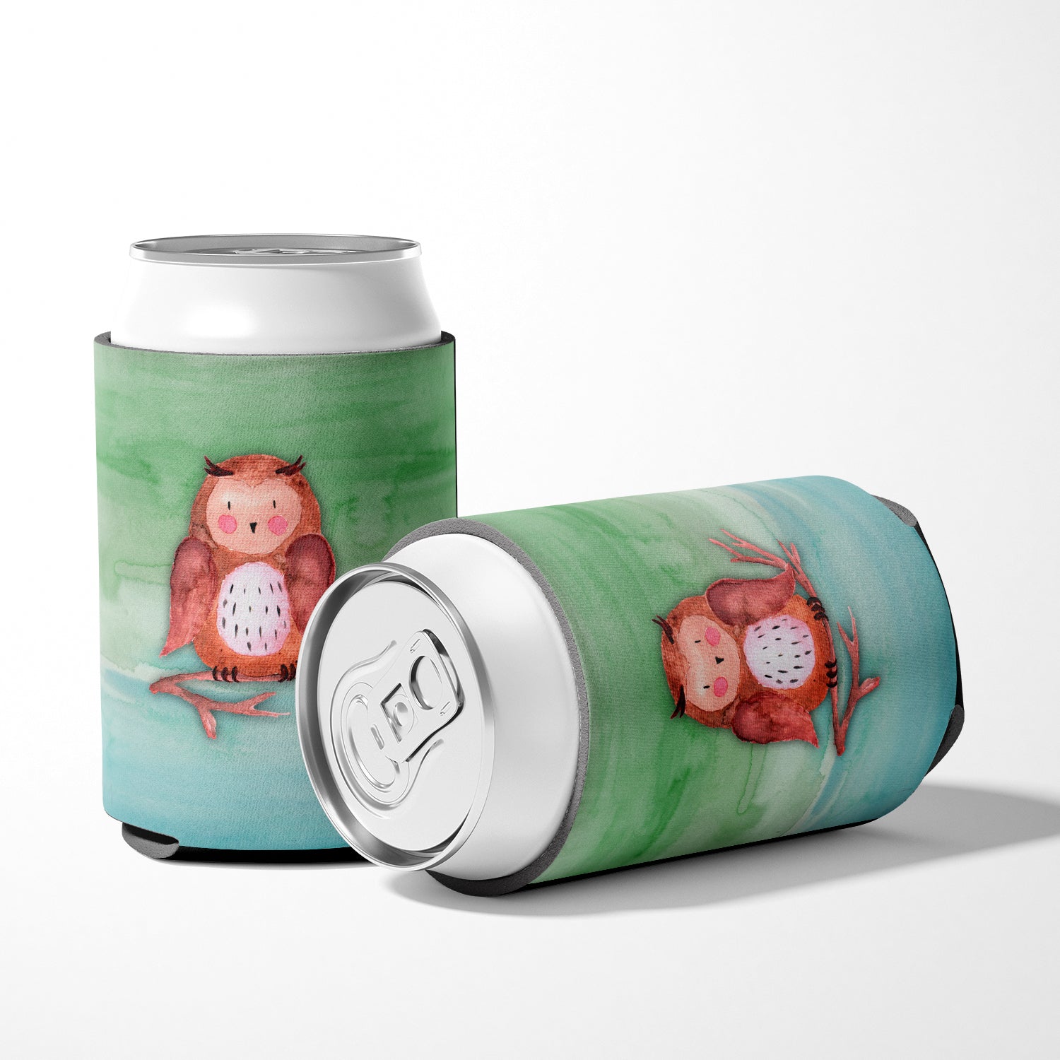 Brown Owl Watercolor Can or Bottle Hugger Cooler Sleeve for Standard 12 oz Cans, Insulated Foam Beer & Soda Can Hugger Reusable