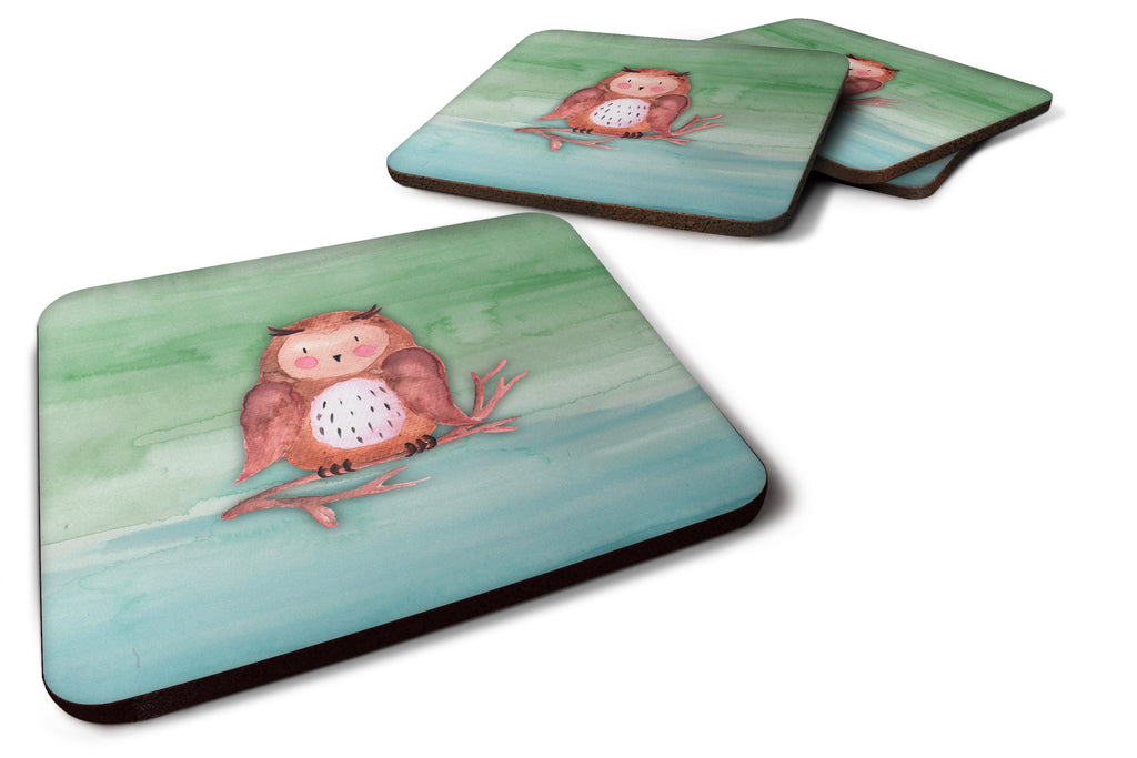 Brown Owl Watercolor Foam Coasters Set of 4 Cup Coasters for Indoor Outdoor, Tabletop Protection, Anti Slip, Mouse pad Material