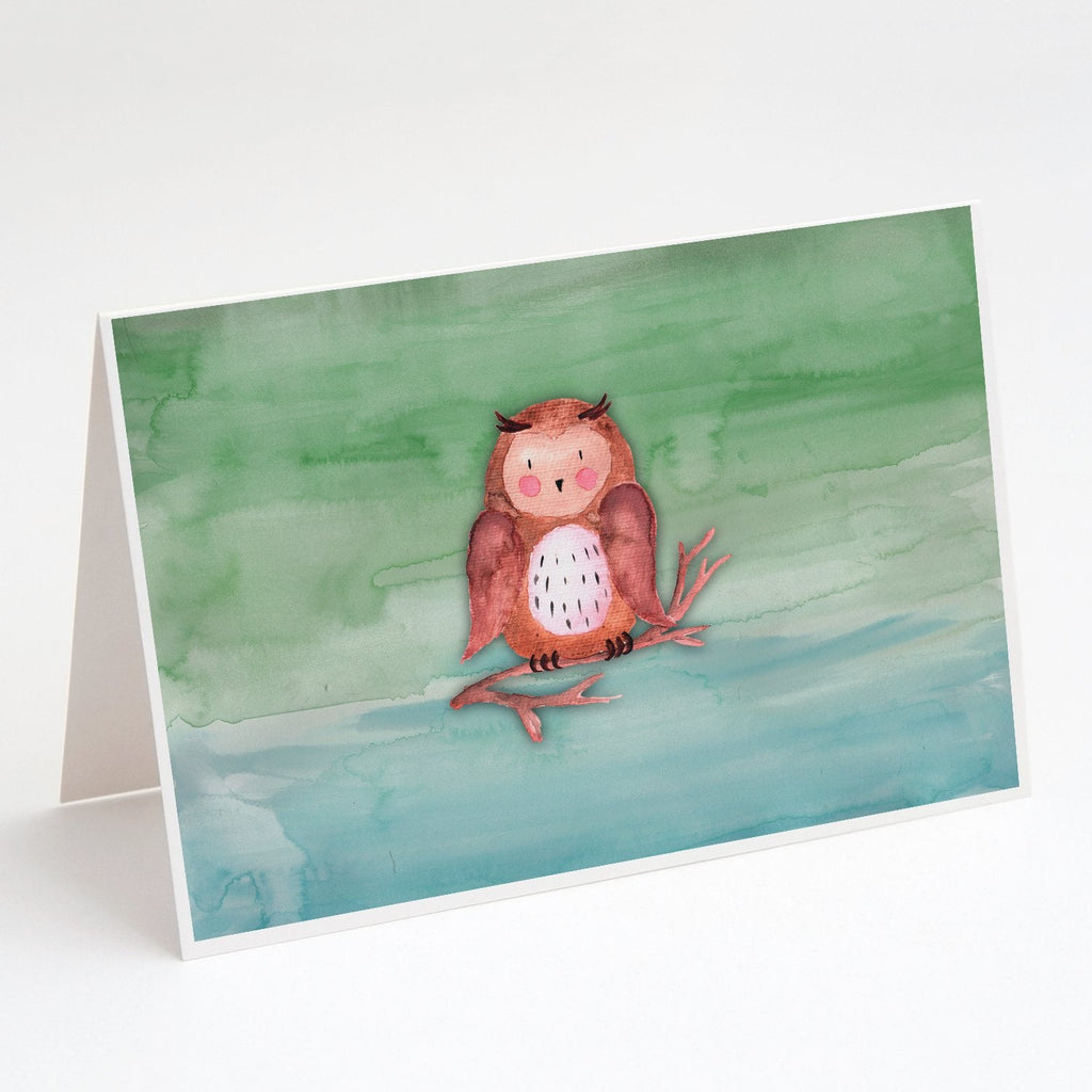Brown Owl Watercolor Greeting Cards Pack of 8 Blank Cards with Envelopes Whimsical A7 Size 5x7