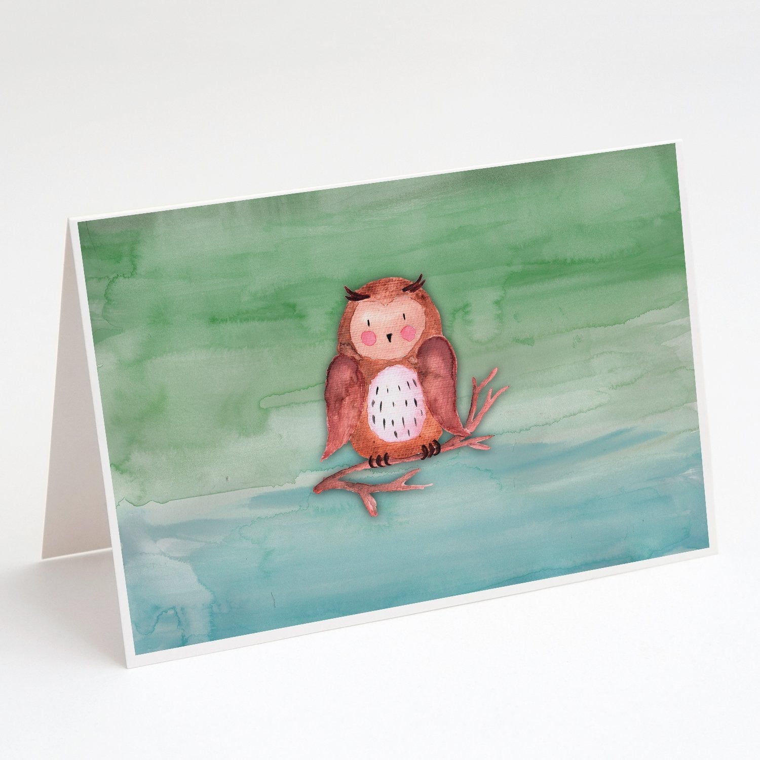 Brown Owl Watercolor Greeting Cards Pack of 8 Blank Cards with Envelopes Whimsical A7 Size 5x7