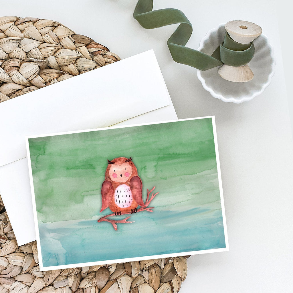 Brown Owl Watercolor Greeting Cards Pack of 8 Blank Cards with Envelopes Whimsical A7 Size 5x7