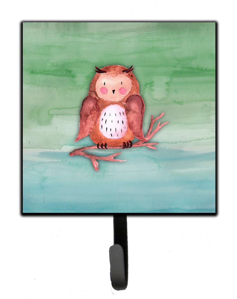 Brown Owl Watercolor Leash or Key Holder Wall Hooks, Key Hooks Holder, Coat Rack Wall Mount, Coat Hooks, Hooks for Hanging Keys, Towels, Aprons, Leashes