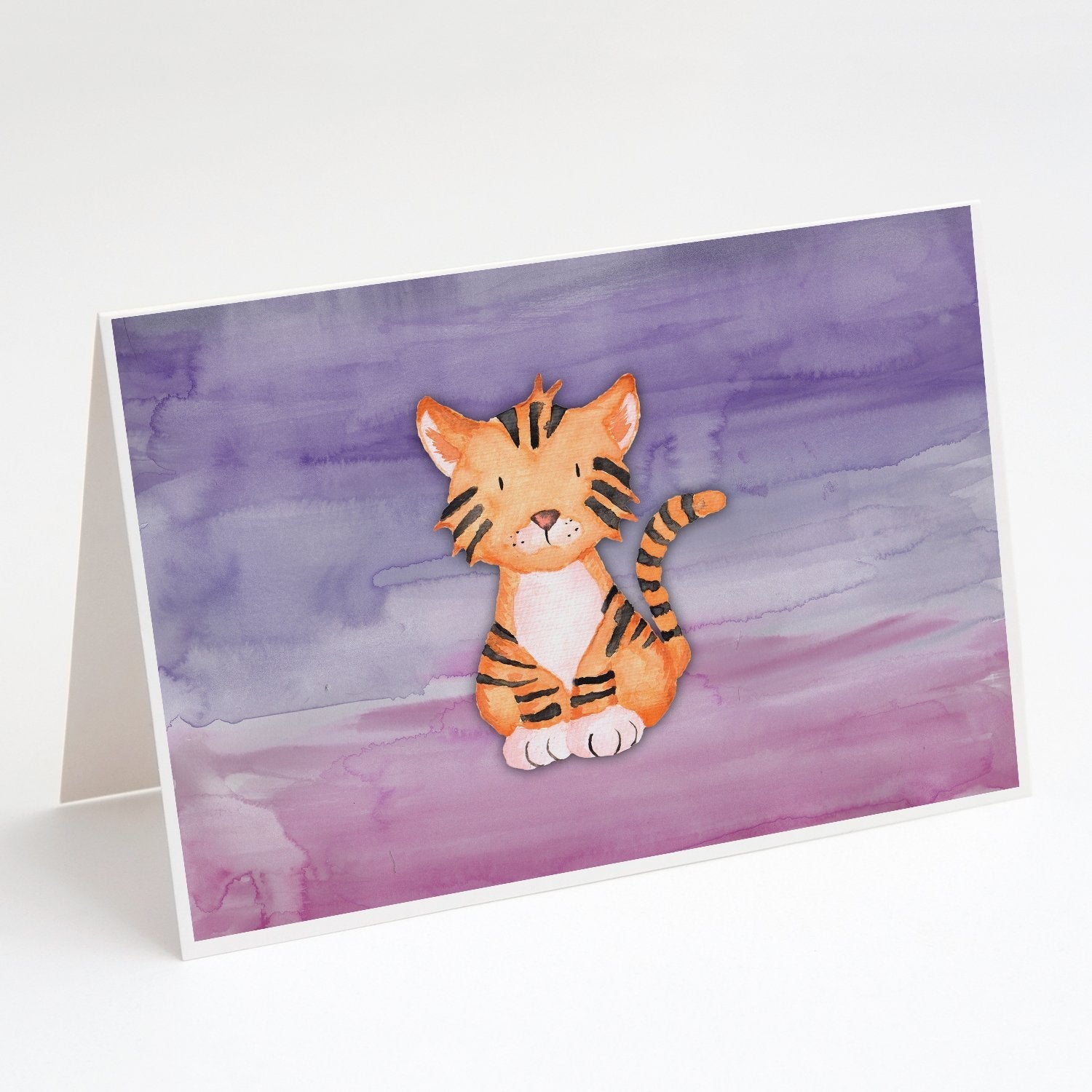 Tiger Cub Watercolor Greeting Cards Pack of 8 Blank Cards with Envelopes Whimsical A7 Size 5x7