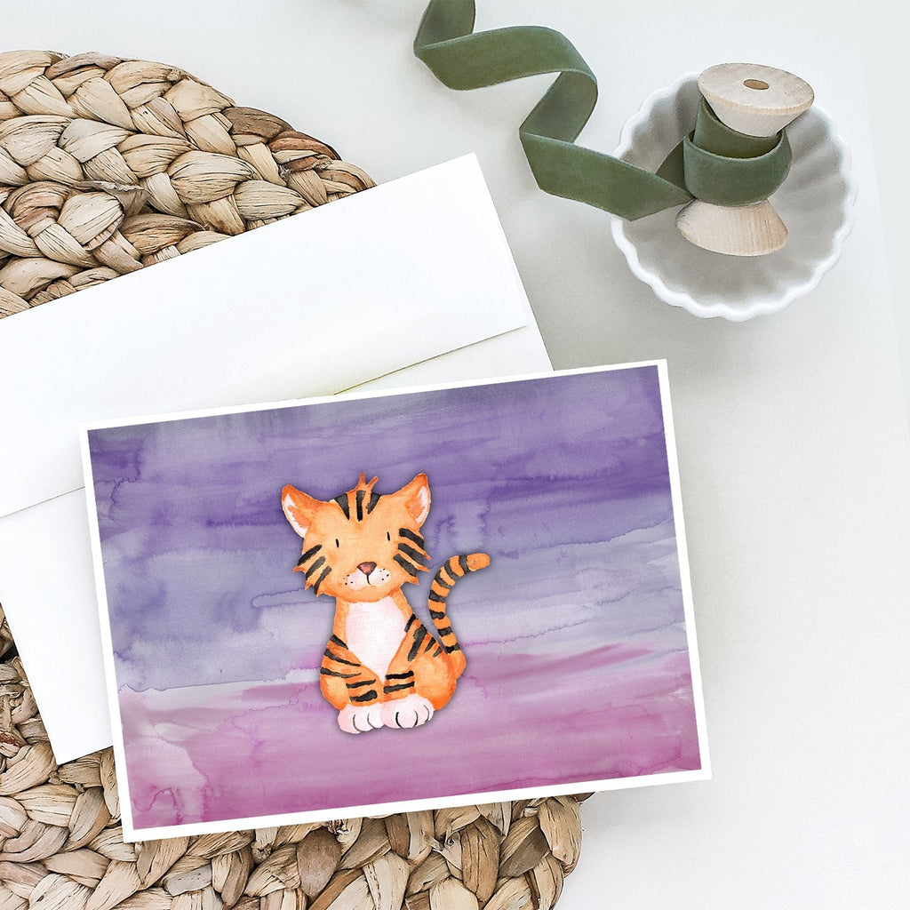 Tiger Cub Watercolor Greeting Cards Pack of 8 Blank Cards with Envelopes Whimsical A7 Size 5x7