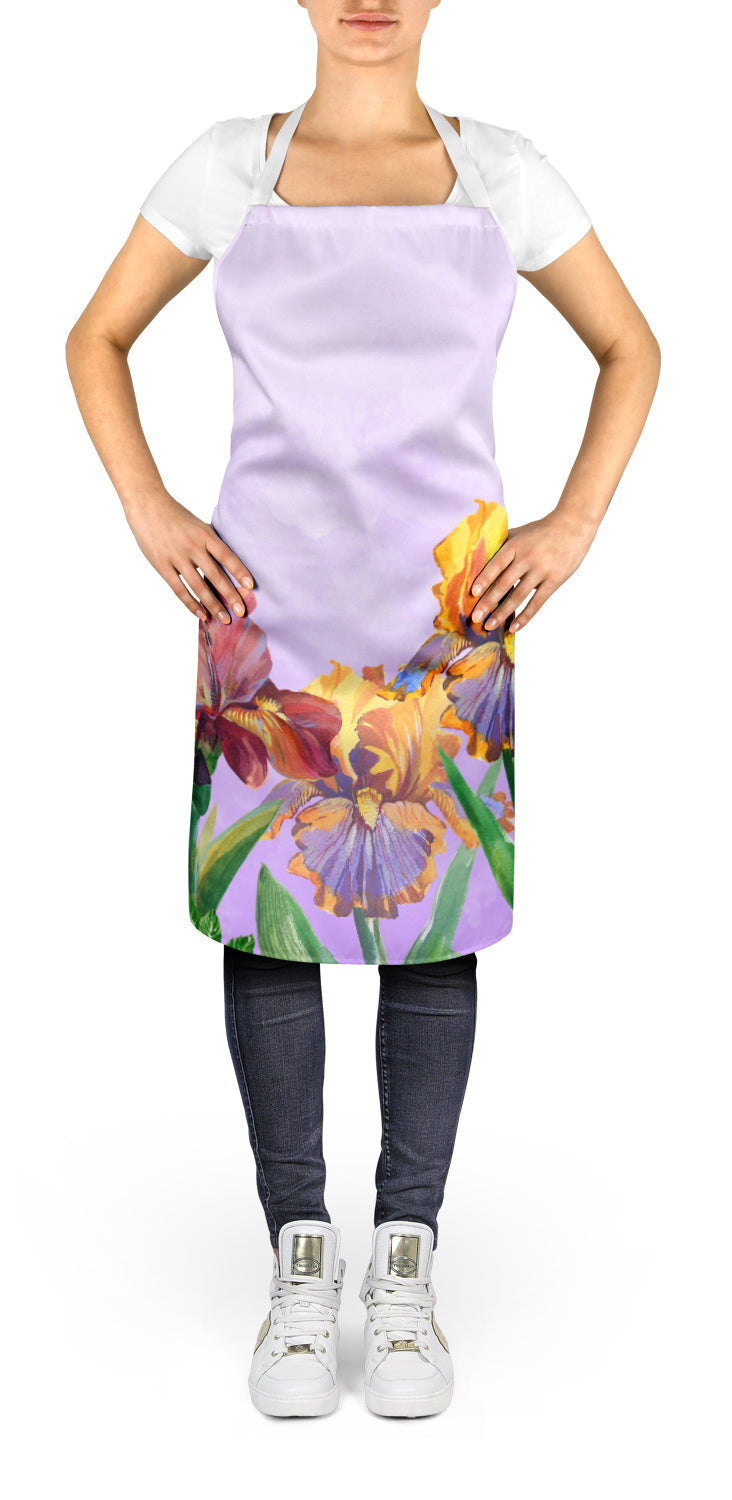 Purple and Yellow Iris Apron Cooking Kitchen Server Baking Crafts Gardening for Adult Women Men, Unisex, Large, Multicolor