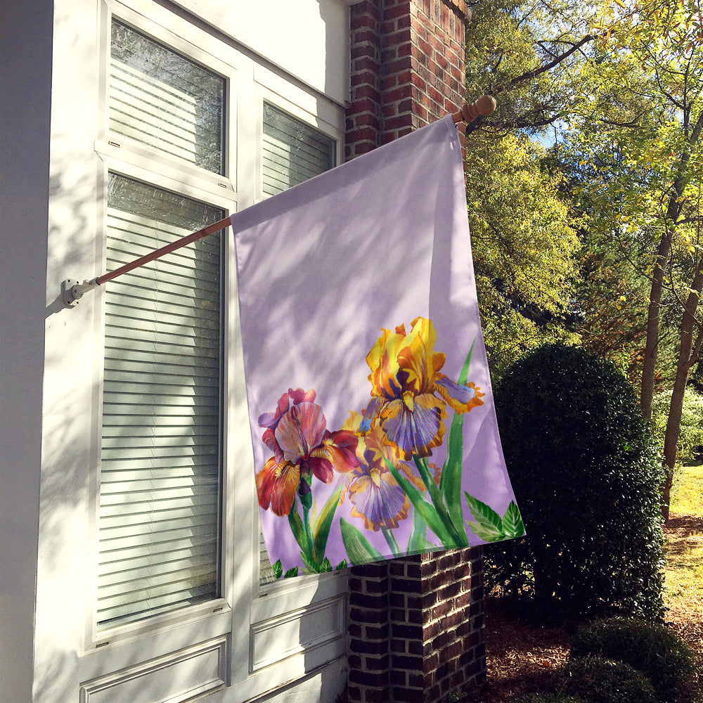 Purple and Yellow Iris House Flag 28x40 Porch Sleeve Pole Decorative Outside Yard Banner Artwork Wall Hanging, Polyester