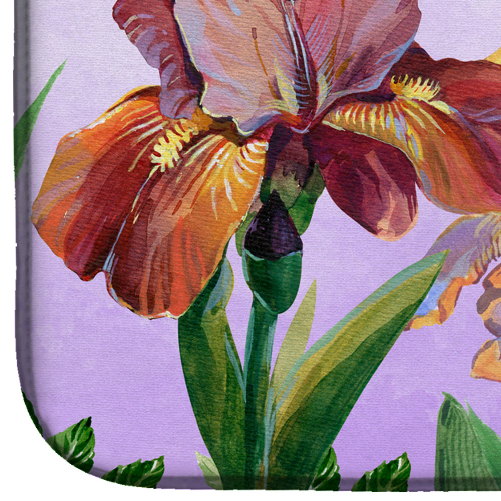 Purple and Yellow Iris Dish Drying Mat Absorbent Dish Drying Mat Pad for Kitchen Counter Dish Drainer Mat for Countertop, 14 x 21", Multicolor