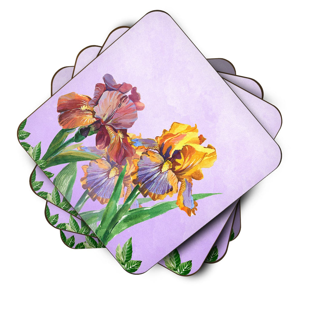 Purple and Yellow Iris Foam Coasters Set of 4 Cup Coasters for Indoor Outdoor, Tabletop Protection, Anti Slip, Mouse pad Material