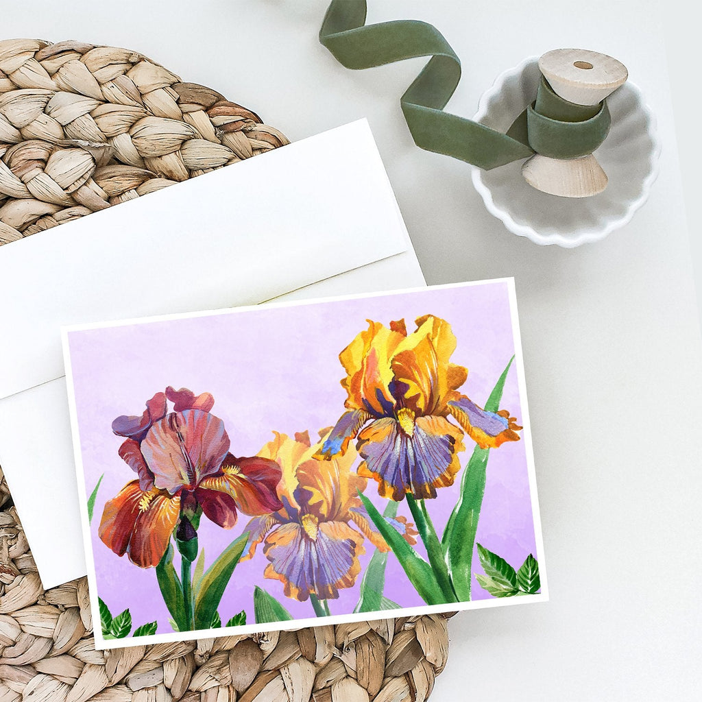 Purple and Yellow Iris Greeting Cards Pack of 8 Blank Cards with Envelopes Whimsical A7 Size 5x7