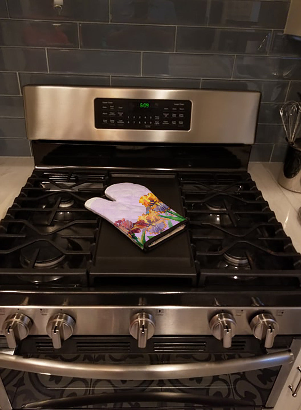 Purple and Yellow Iris Oven Mitt Heat Resistant Thick Oven Mitt for Hot Pans and Oven, Kitchen Mitt Protect Hands, Cooking Baking Glove
