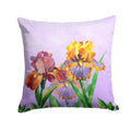 Purple and Yellow Iris Decorative Throw Pillow 14x14 Indoor Outdoor Accent Cushion, Fabric Cover with Insert for Sofa, Bed, Porch & Living Room