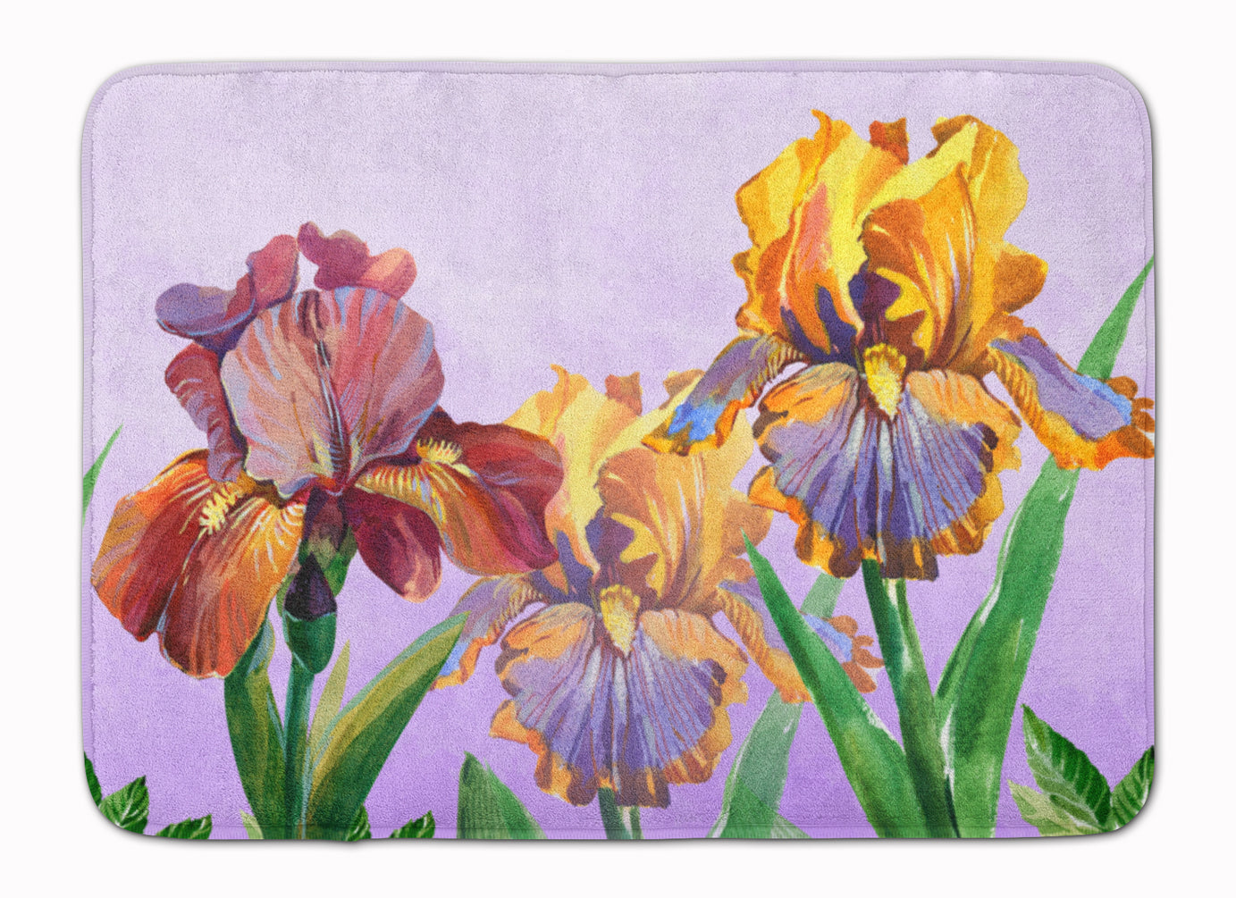 Purple and Yellow Iris Memory Foam Kitchen Mat Machine Washable Anti-Fatigue Cushion Comfort Bath or Kitchen Rug