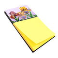 Purple and Yellow Iris Watercolor Sticky Note Holder Refillable Dispenser Desk Accessory 3x3 Pad Gift