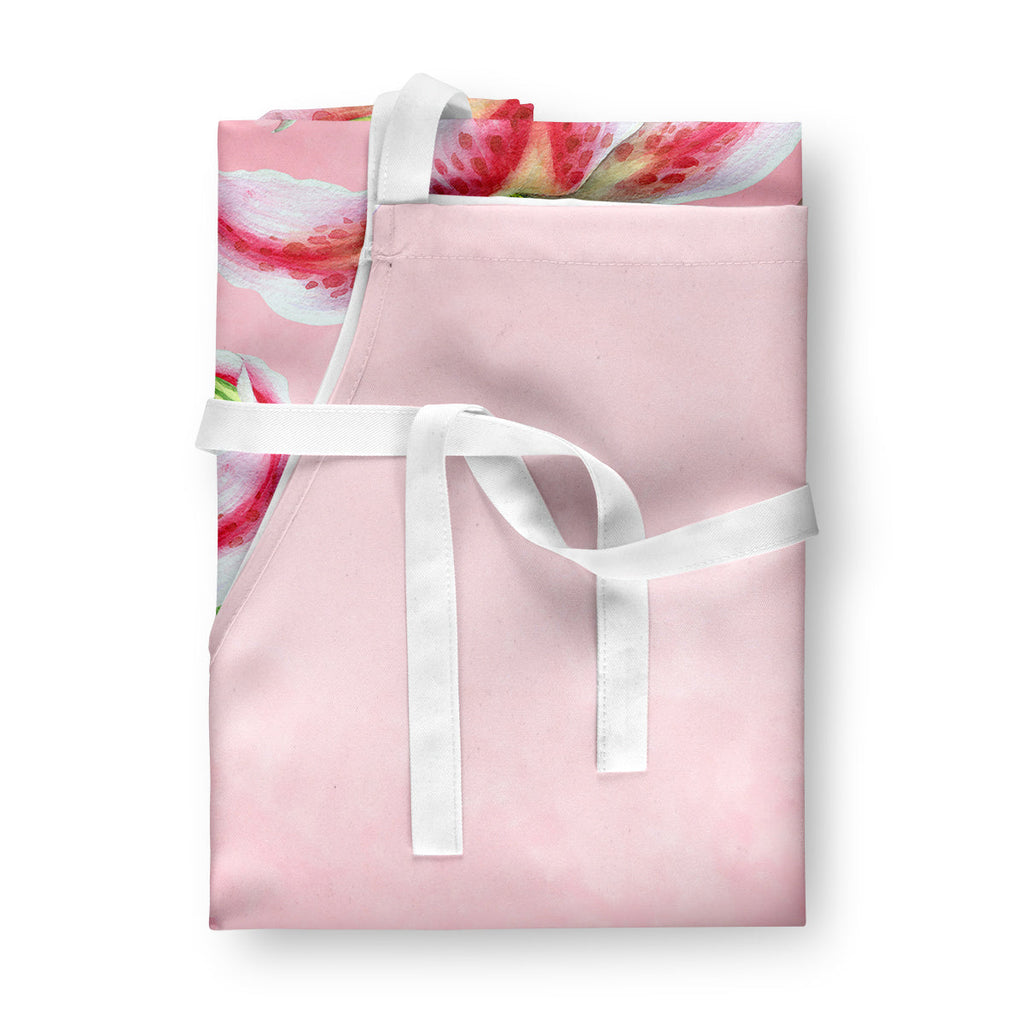 Pink Lillies Apron Cooking Kitchen Server Baking Crafts Gardening for Adult Women Men, Unisex, Large, Multicolor