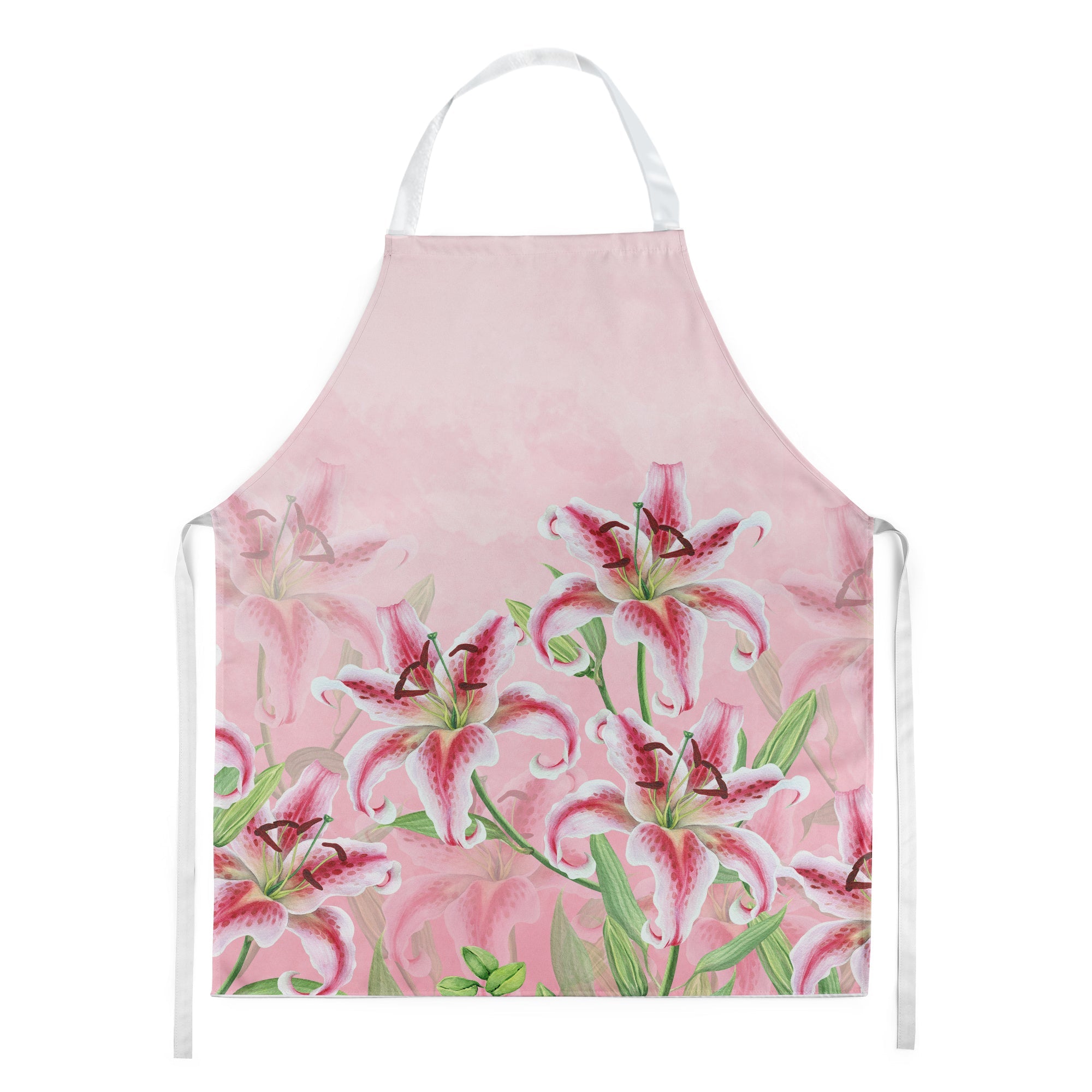 Pink Lillies Apron Cooking Kitchen Server Baking Crafts Gardening for Adult Women Men, Unisex, Large, Multicolor