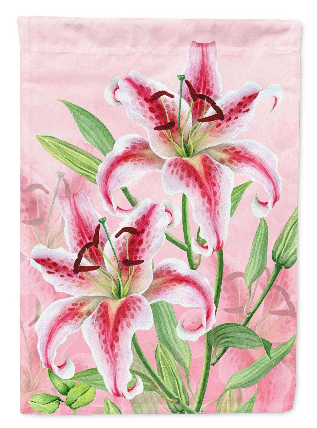Pink Lillies House Flag 28x40 Porch Sleeve Pole Decorative Outside Yard Banner Artwork Wall Hanging, Polyester