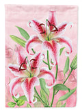 Pink Lillies House Flag 28x40 Porch Sleeve Pole Decorative Outside Yard Banner Artwork Wall Hanging, Polyester