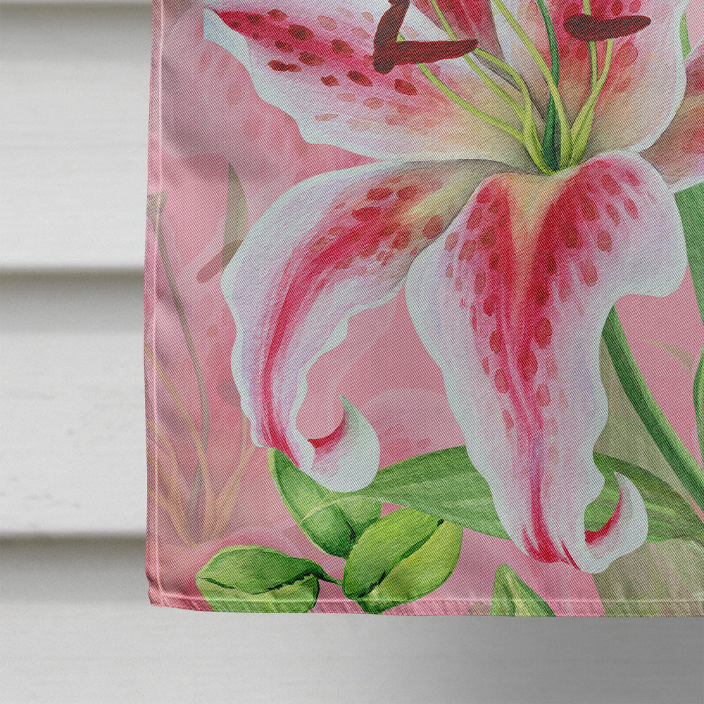 Pink Lillies House Flag 28x40 Porch Sleeve Pole Decorative Outside Yard Banner Artwork Wall Hanging, Polyester