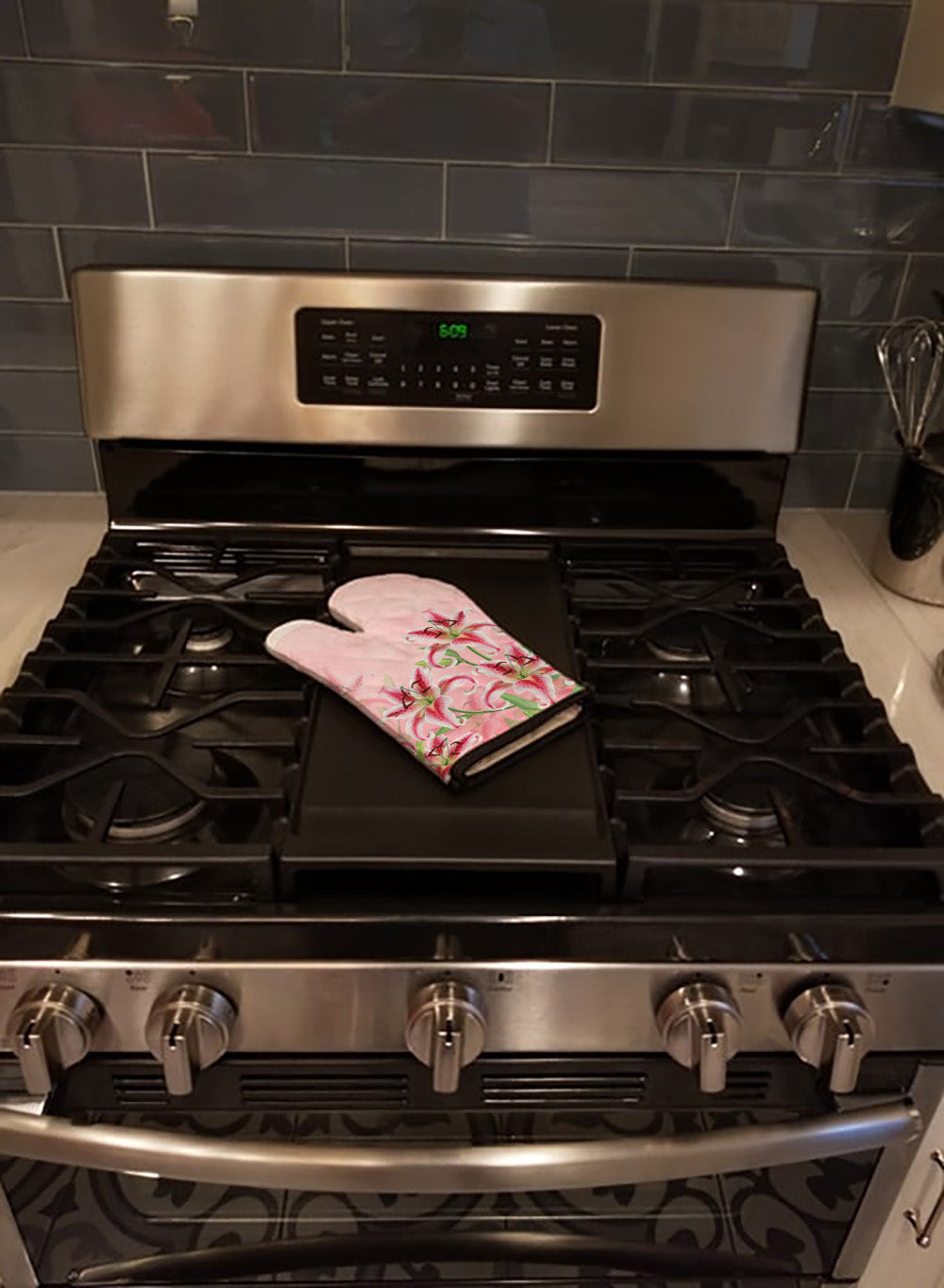 Pink Lillies Oven Mitt Heat Resistant Thick Oven Mitt for Hot Pans and Oven, Kitchen Mitt Protect Hands, Cooking Baking Glove