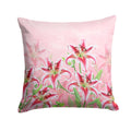 Pink Lillies Decorative Throw Pillow 14x14 Indoor Outdoor Accent Cushion, Fabric Cover with Insert for Sofa, Bed, Porch & Living Room