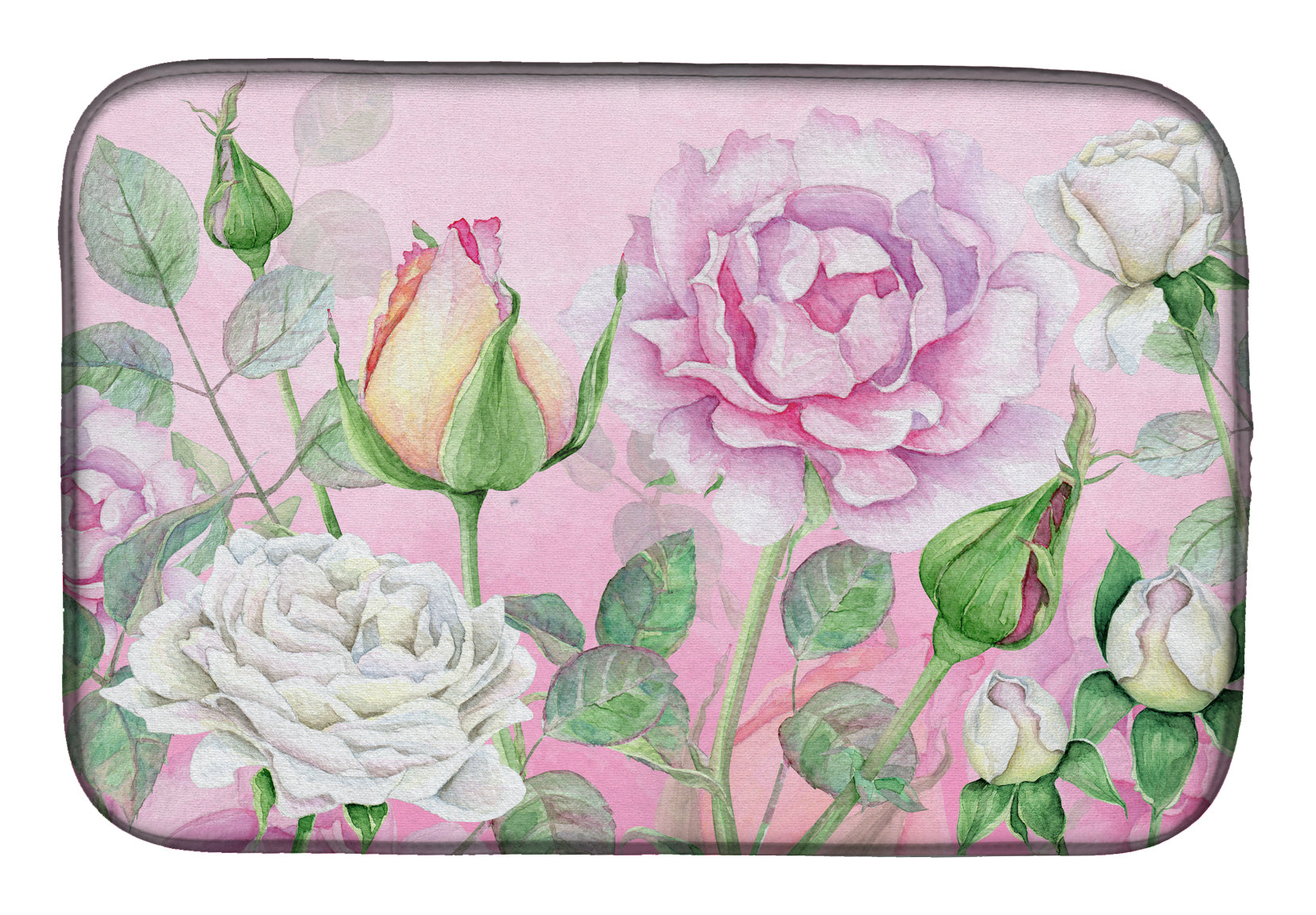Rose Garden Dish Drying Mat Absorbent Dish Drying Mat Pad for Kitchen Counter Dish Drainer Mat for Countertop, 14 x 21", Multicolor