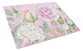Rose Garden Cutting Board Tempered Glass Kitchen Cutting Surface, Heat Resistant Chopping, Non-Slip Feet, Food Prep & Serving